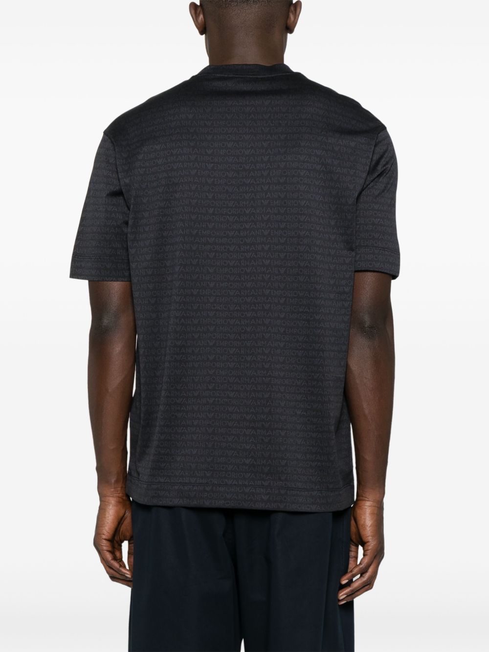 Emporio Armani Men's Jersey T-Shirt With All-Over Flocked Logo Lettering
