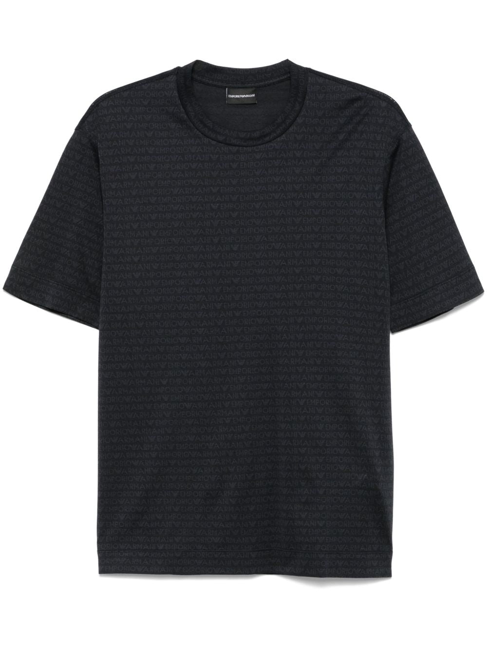 Emporio Armani Men's Jersey T-Shirt With All-Over Flocked Logo Lettering