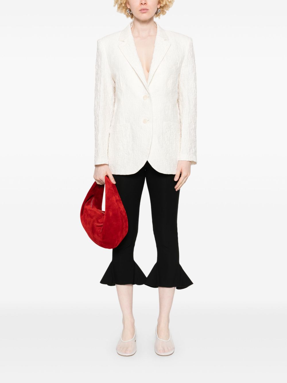 Harris Wharf London Women's Crinkled Shoulder-Pads Blazer