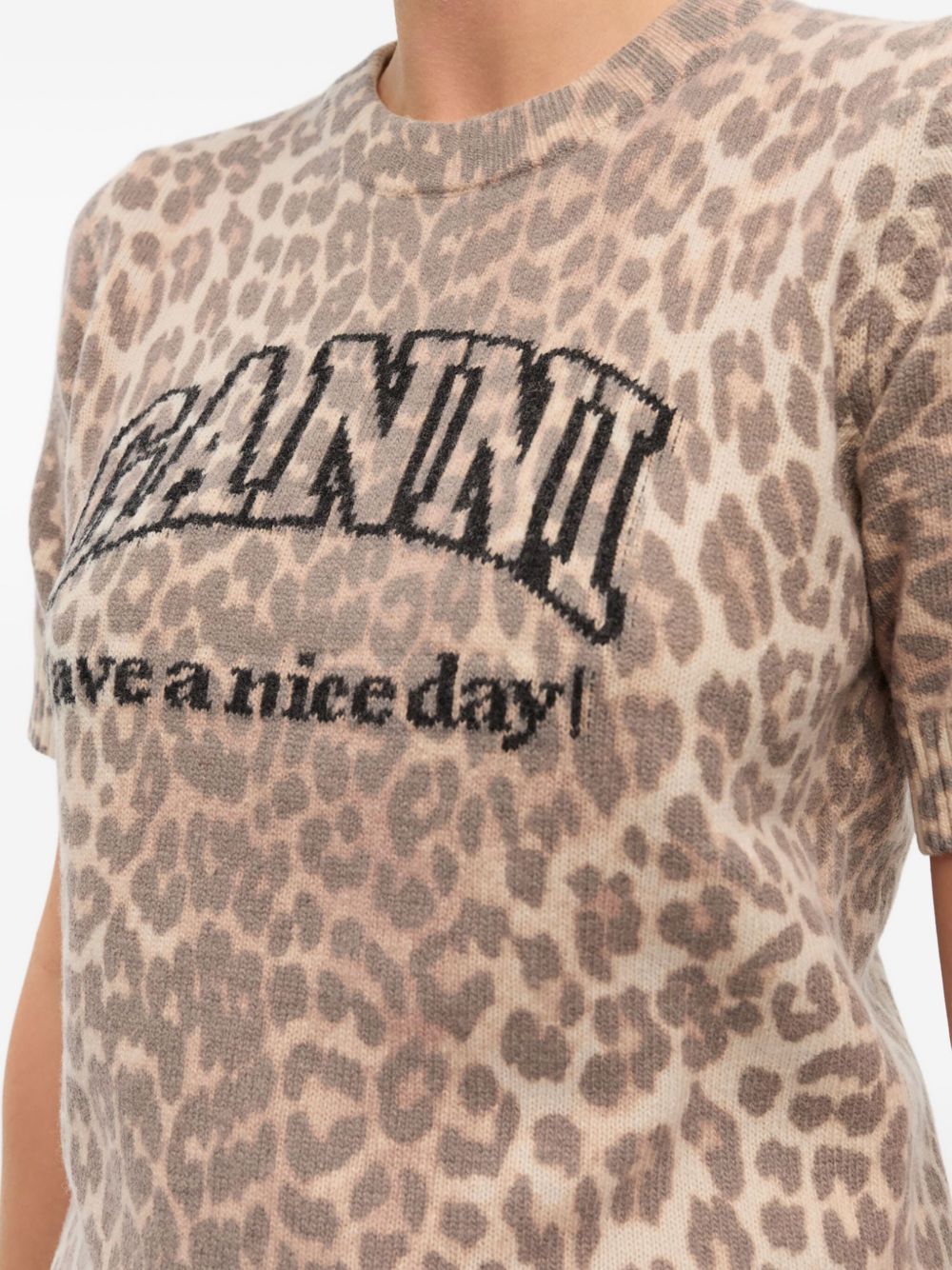 Ganni Women's Logo Wool T-Shirt