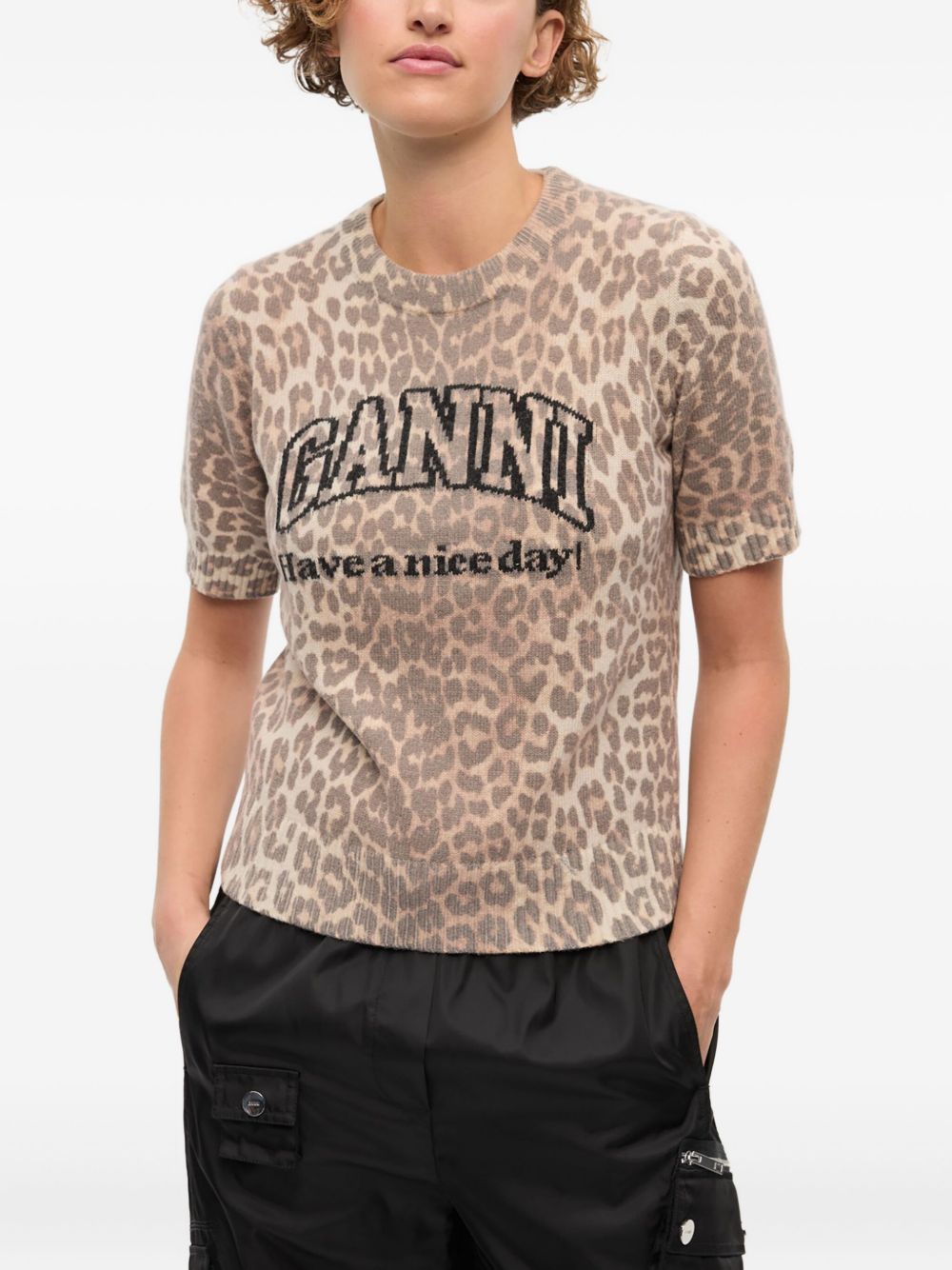 Ganni Women's Logo Wool T-Shirt
