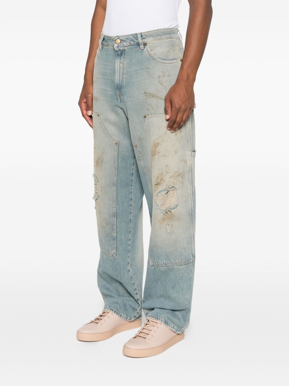 Golden Goose Men's Destroyed Denim Cotton Jeans