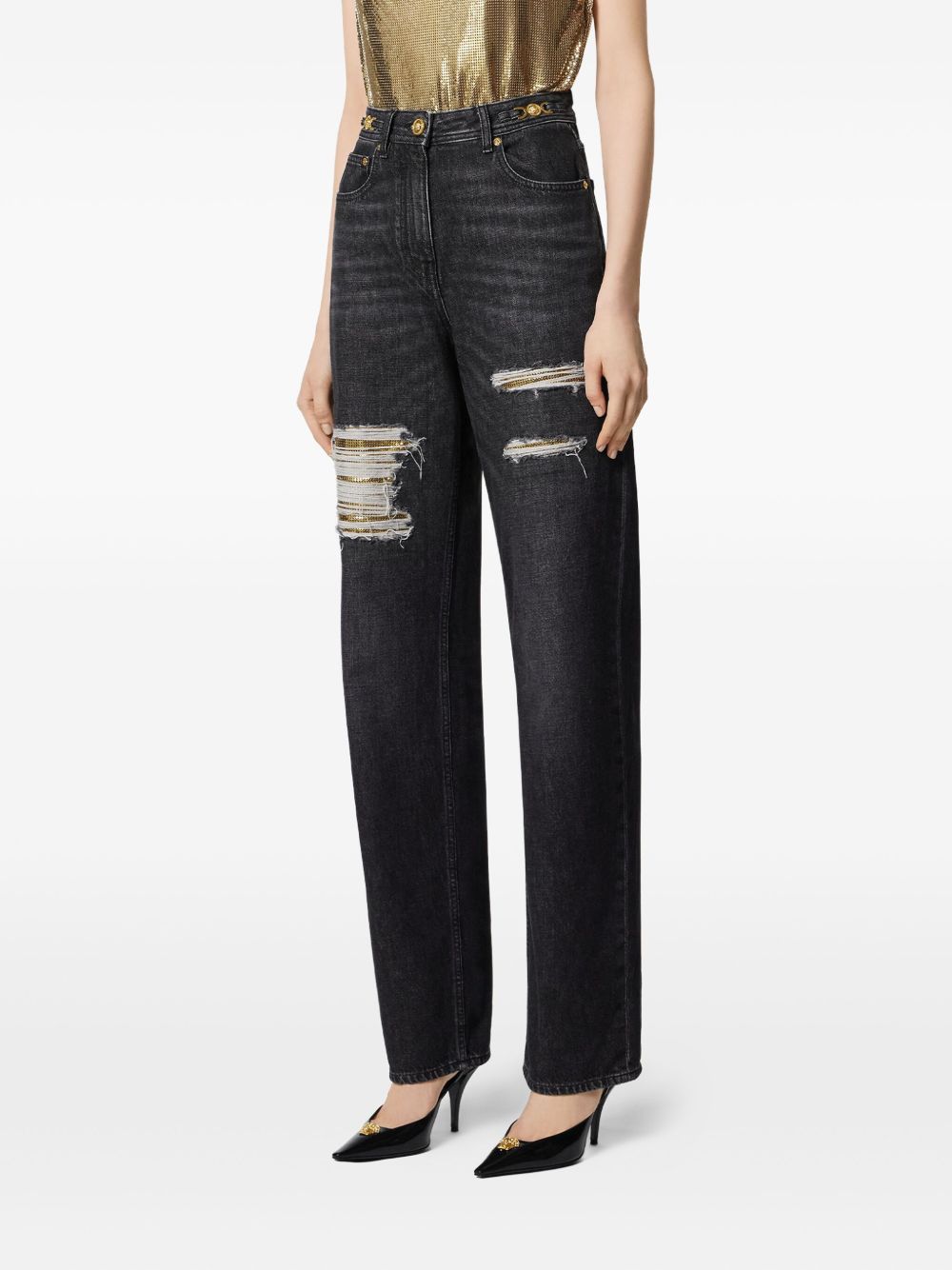 Versace Women's Metal Mesh Regular-Fit Jeans