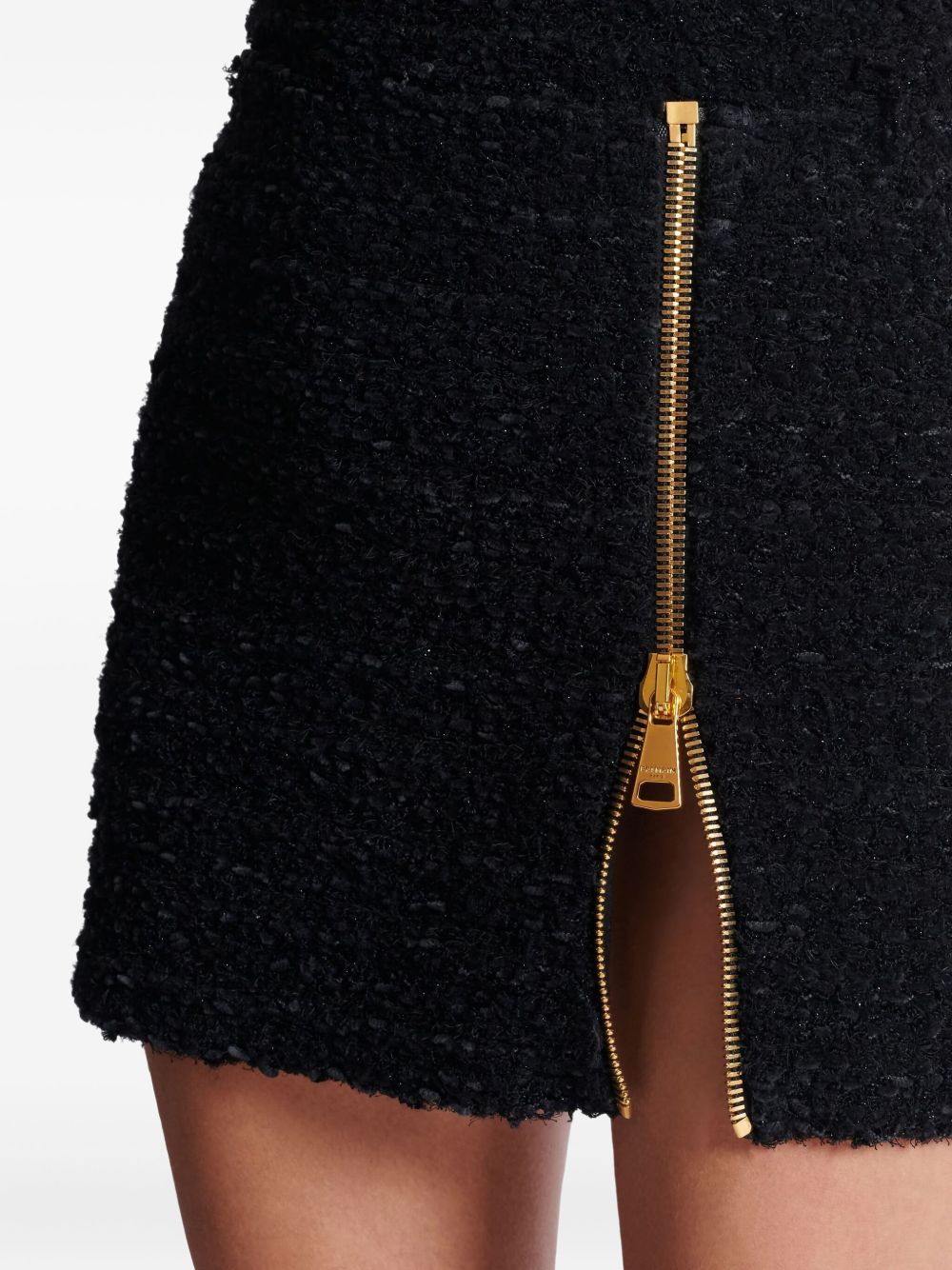 Balmain Women's Short Zipped Tweed Skirt