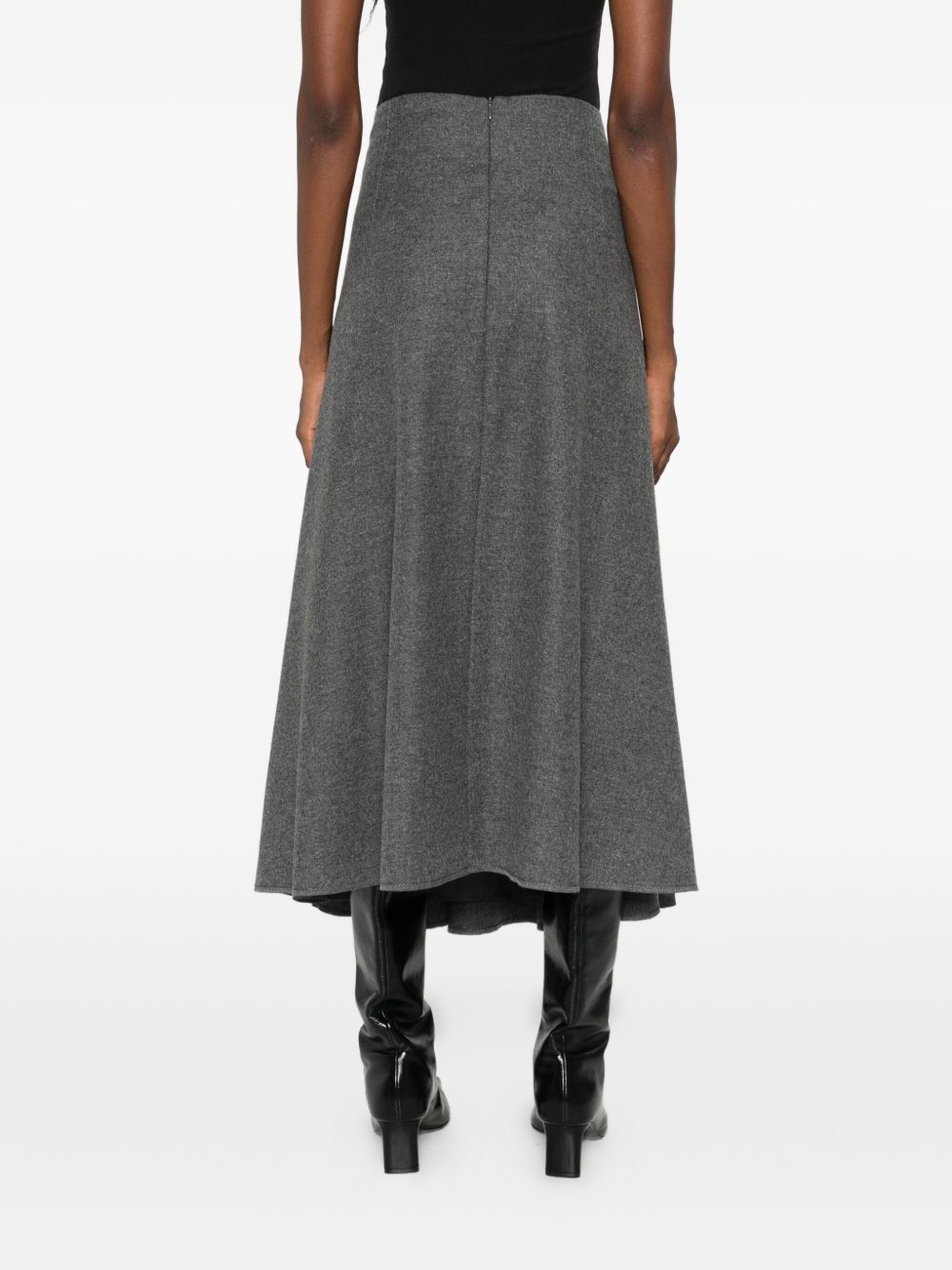 Susanne Bommer Women's A-Line Shape Concealed Zip Fastening Wool Midi Skirt