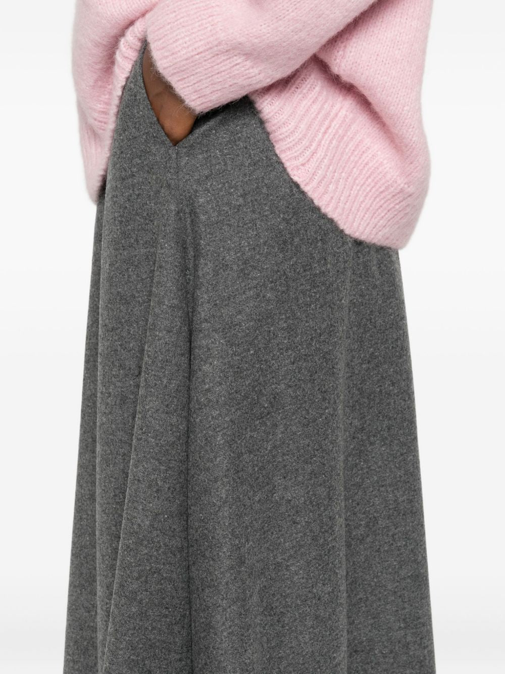 Susanne Bommer Women's A-Line Shape Concealed Zip Fastening Wool Midi Skirt