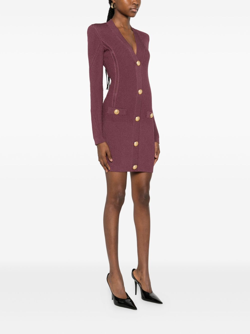 Balmain Women's V-Neck Knitted Mini Dress