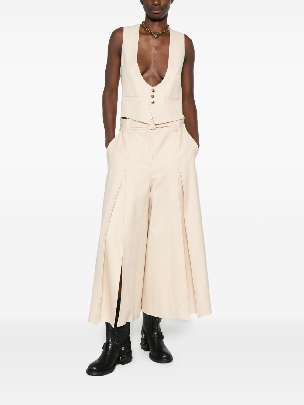 Zimmermann Women's Belted Wide-Leg Wool Blend Trousers