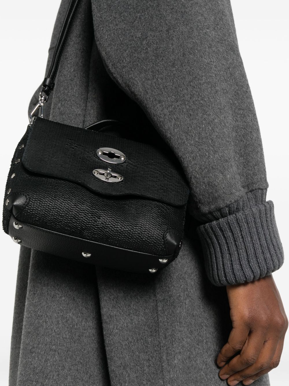 Zanellato Postina® Baby Bag In Amoretto Black Etna Leather