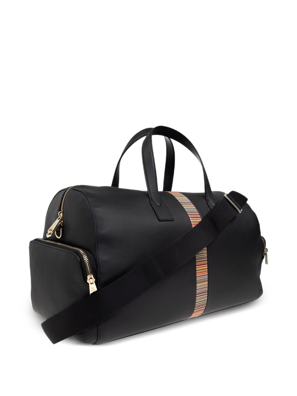 Paul Smith Men's Black Leather 'Signature Stripe' Trim Day Holdall