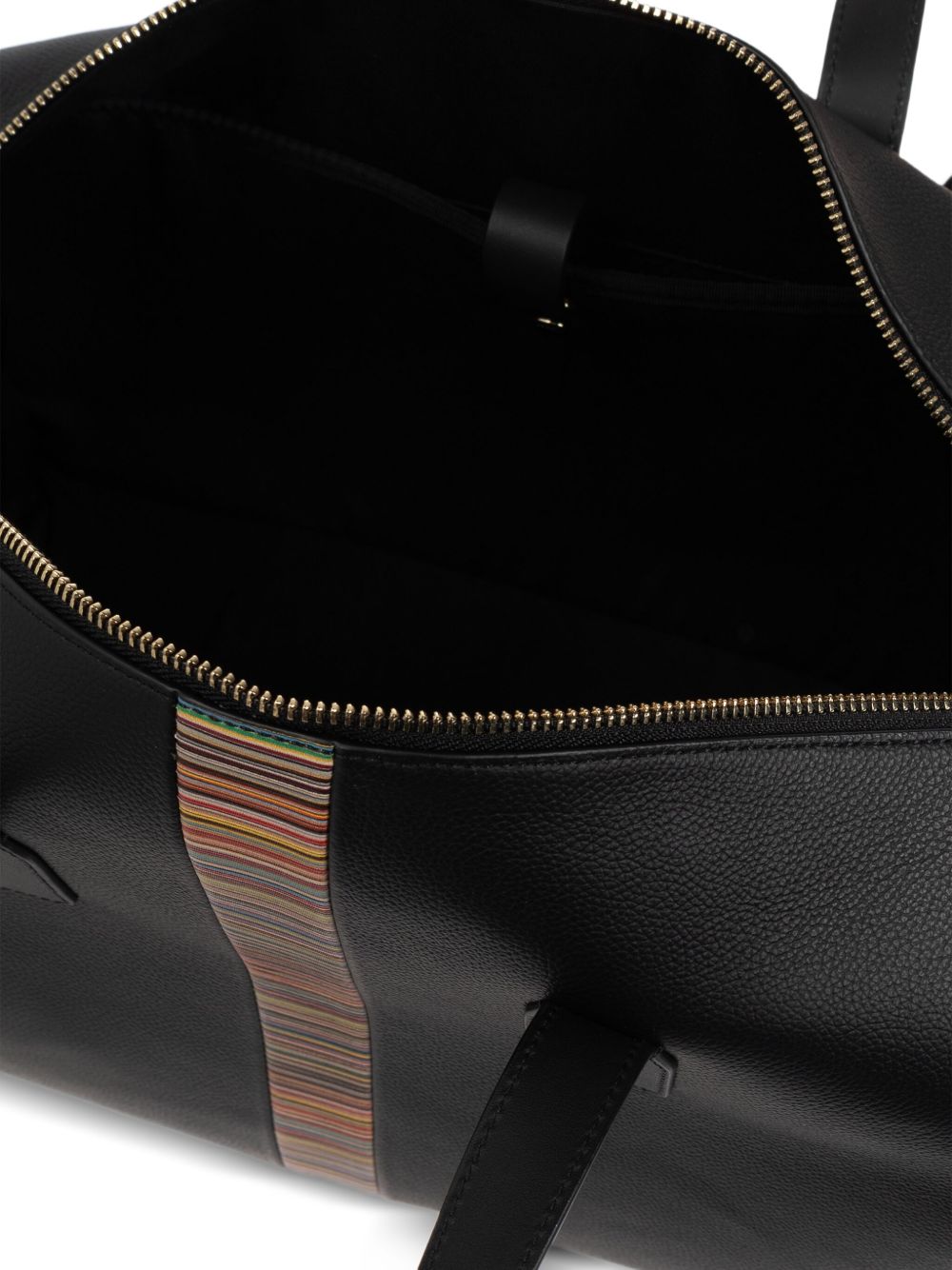 Paul Smith Men's Black Leather 'Signature Stripe' Trim Day Holdall