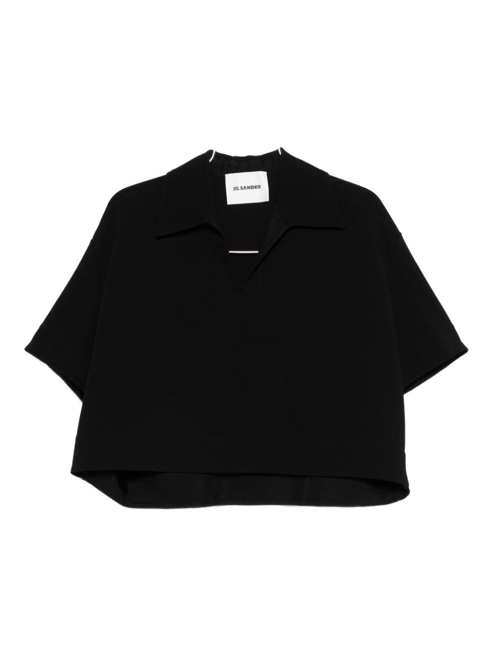 Jil Sander Women's V-Neck Short Sleeves Straight Hem Cropped Polo Shirt