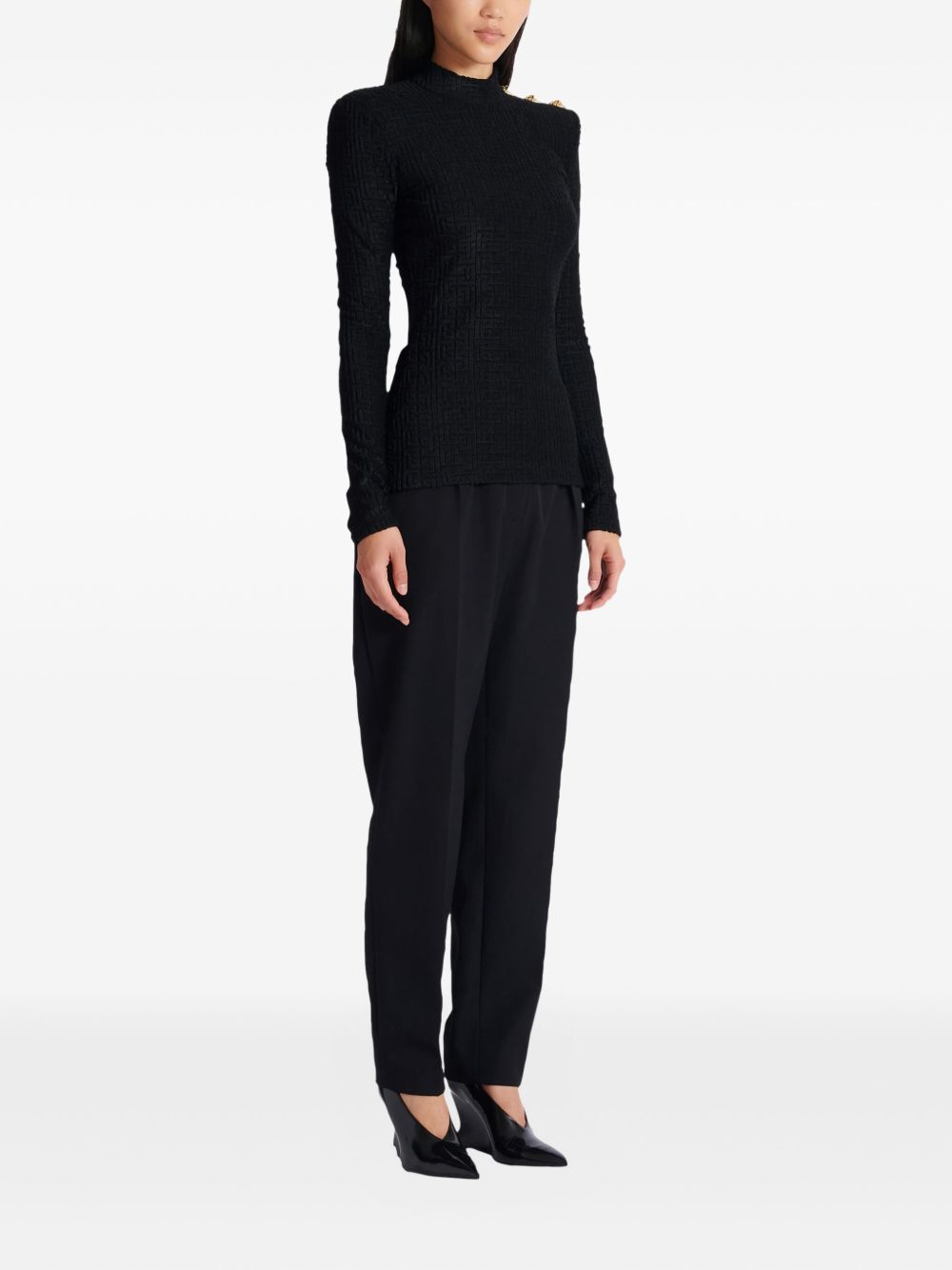 Balmain Women's Monogram High-Neck Top
