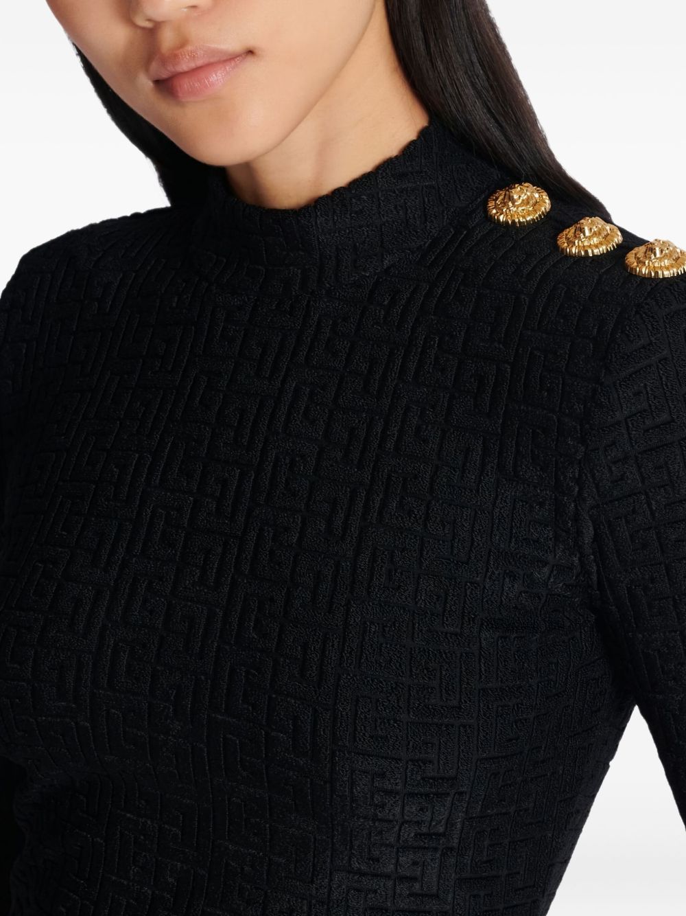 Balmain Women's Monogram High-Neck Top