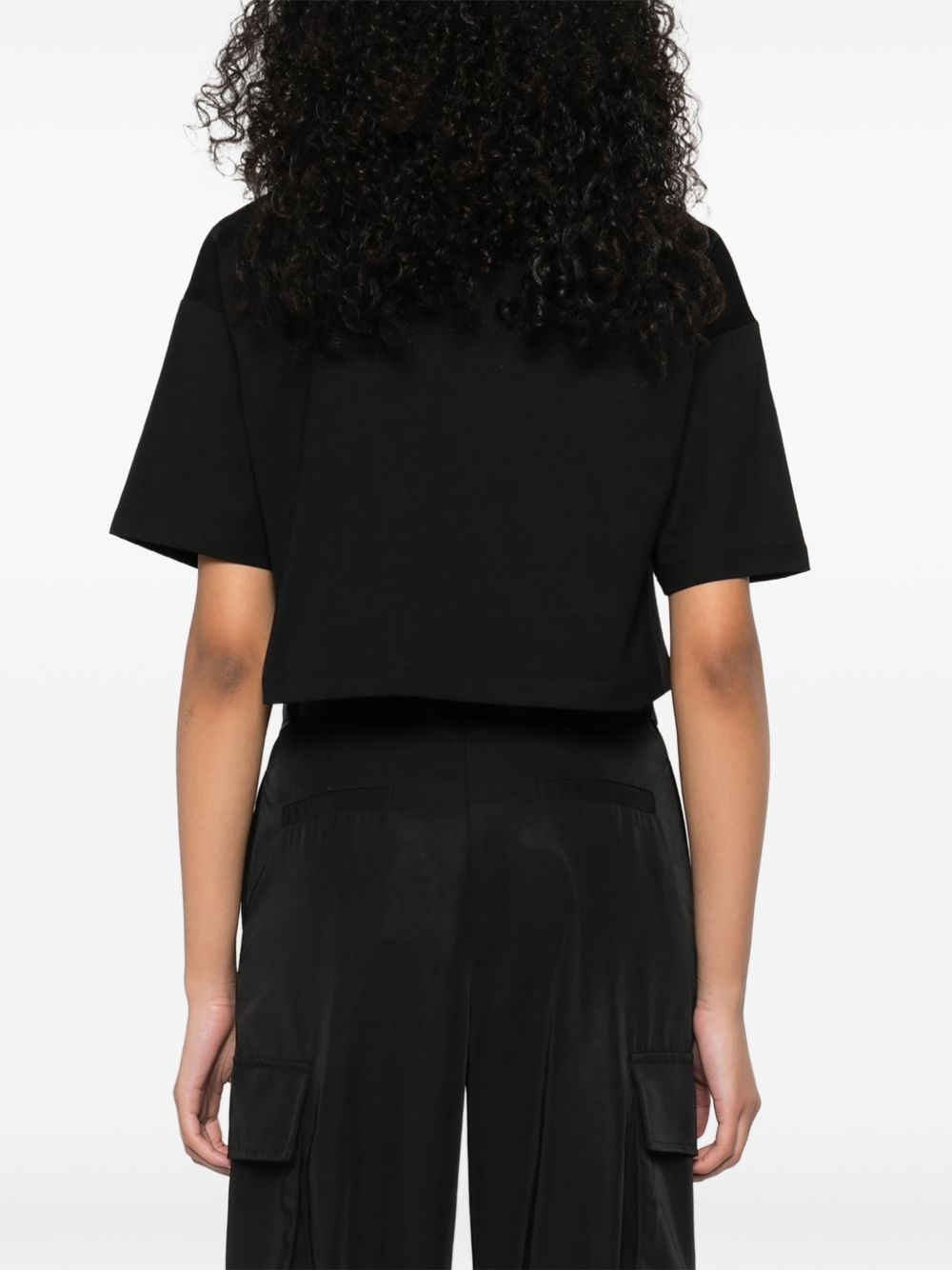 Balmain Women's Cropped T-Shirt With Flocked Letter Logo