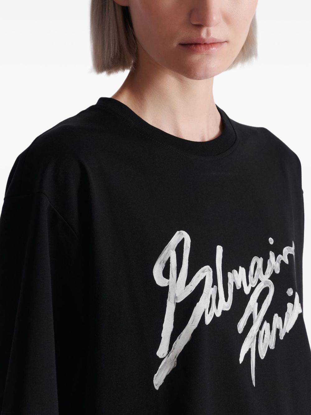 Balmain Women's Boxy T-Shirt With Brush Print