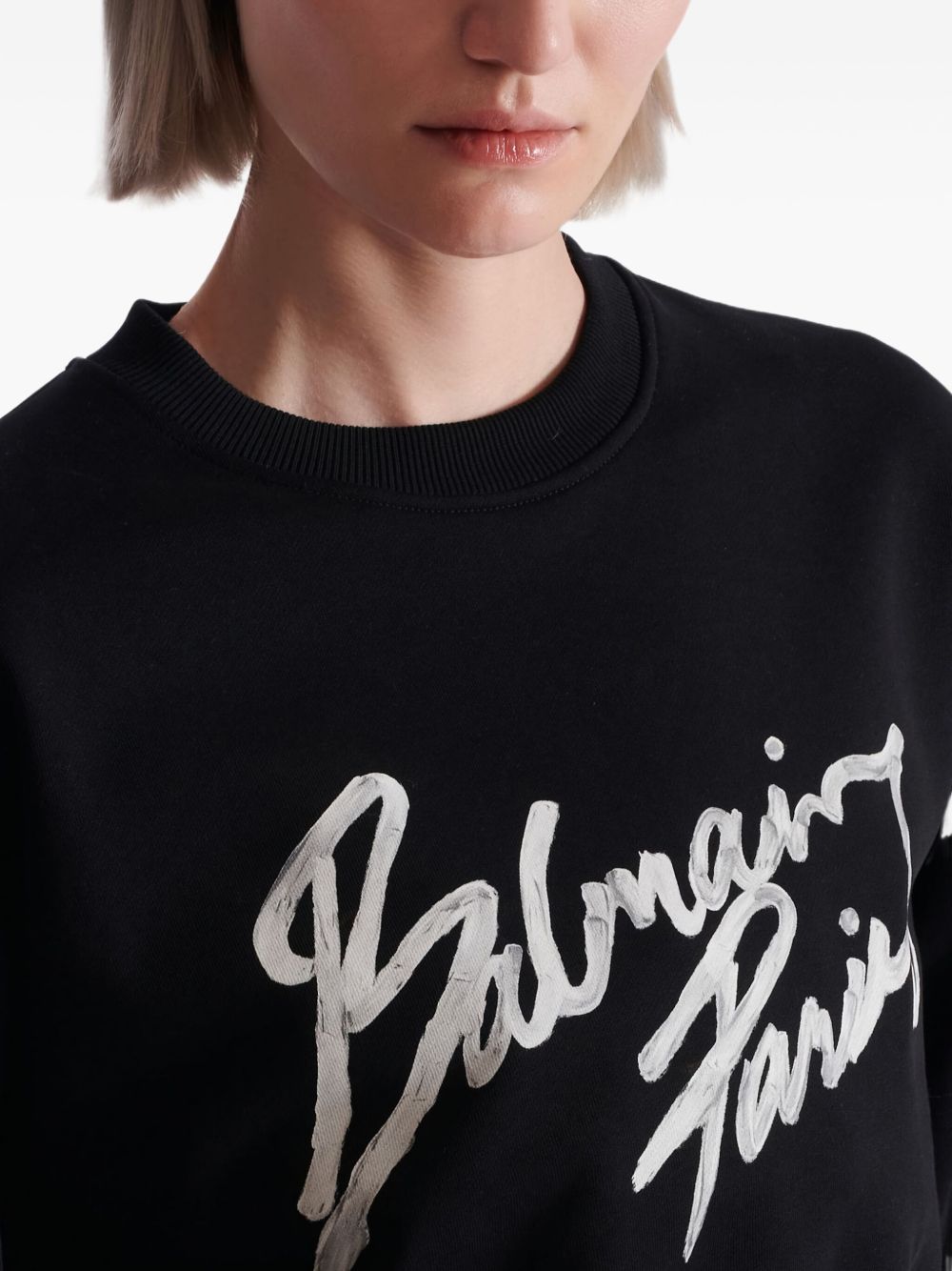 Balmain Women's Logo Cropped Sweatshirt