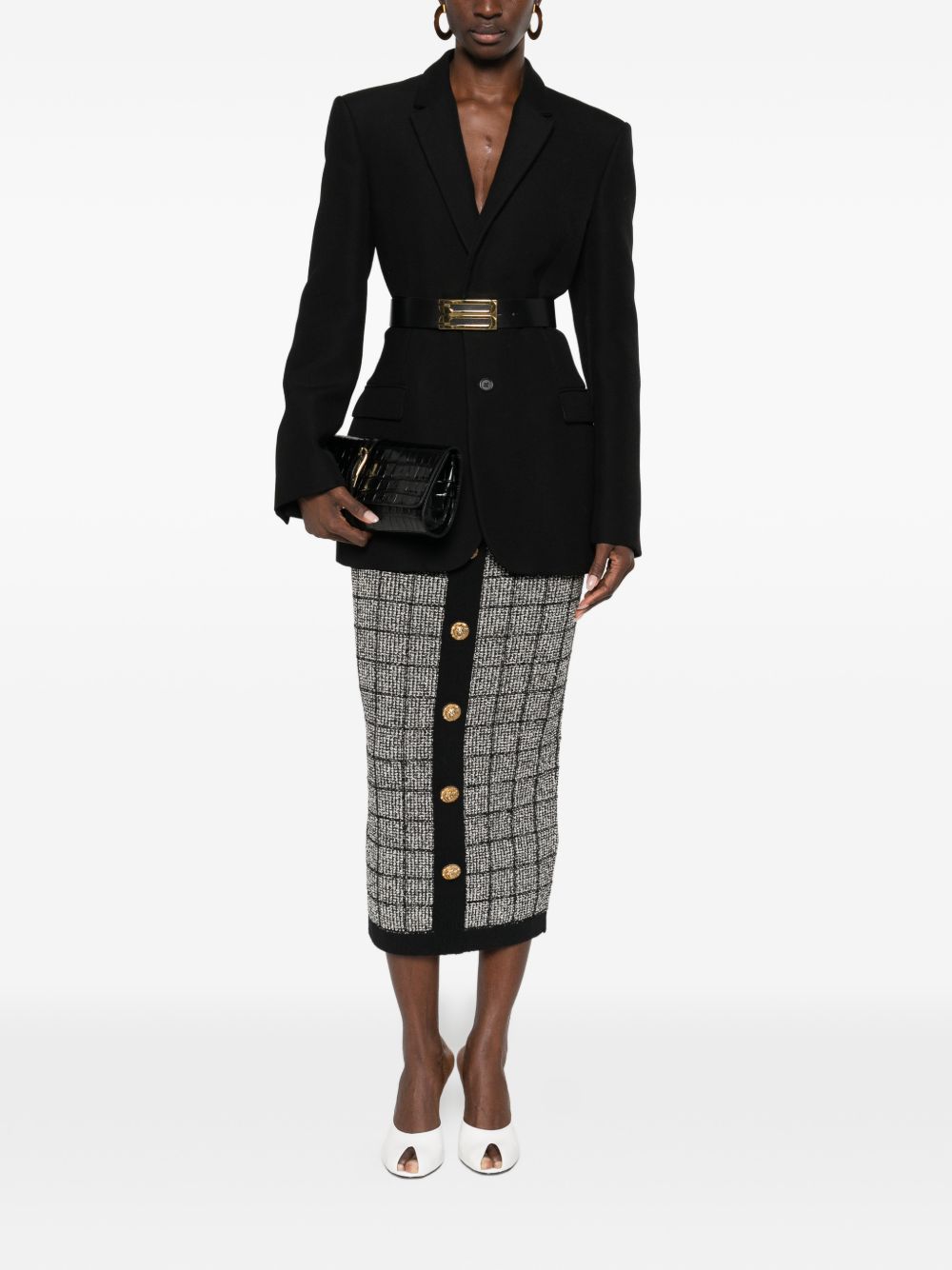Balmain Women's Tweed Long Skirt