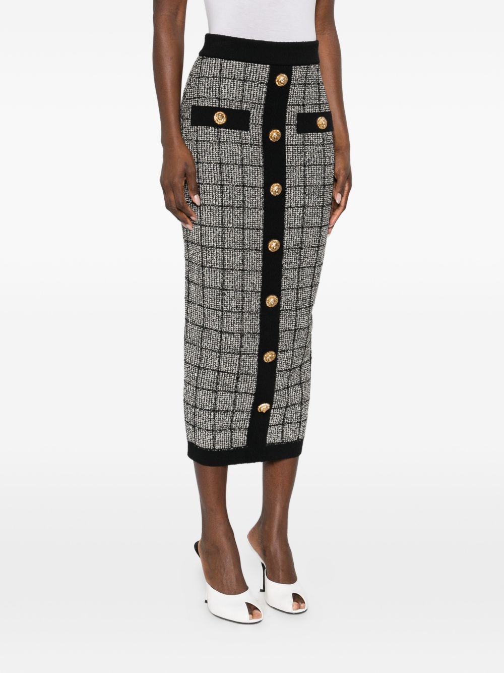Balmain Women's Tweed Long Skirt