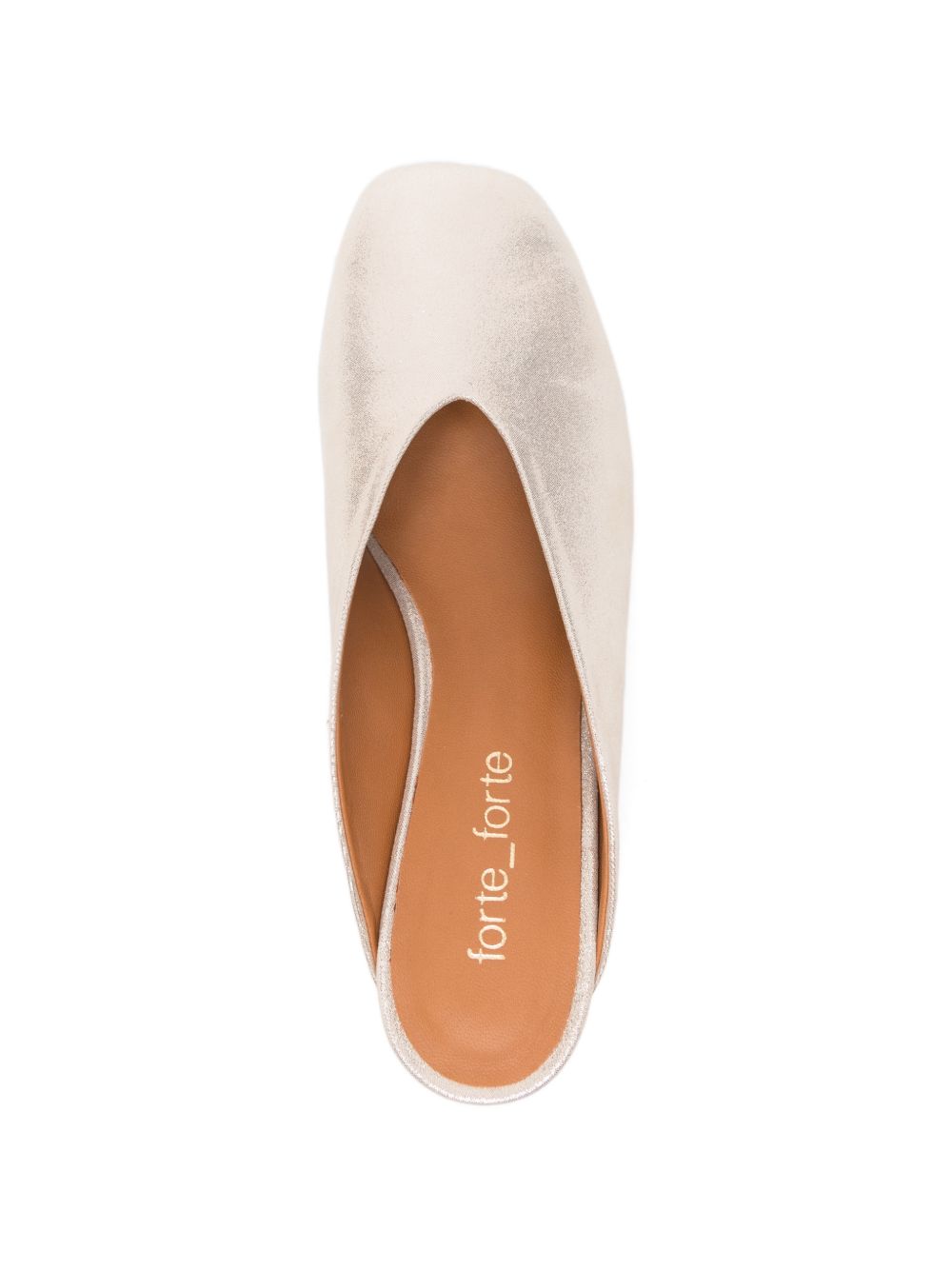 Forte Forte Women's Laminated Leather Mules With Metallic Heel