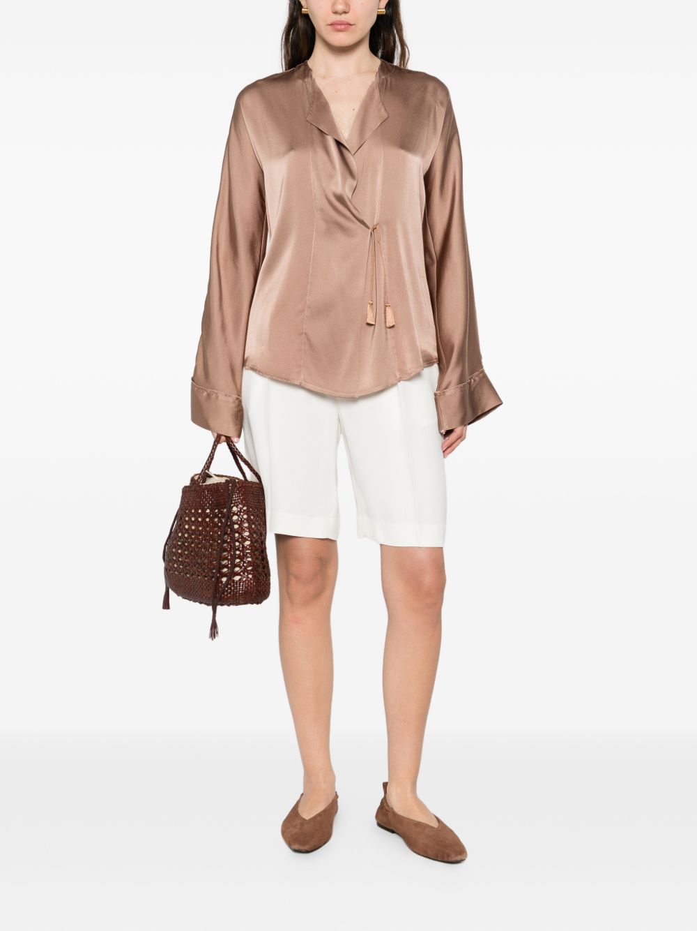 Forte Forte Women's V-Neck Silk Satin Shirt