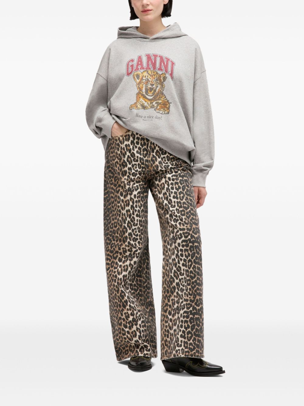 Ganni Women's Margot Kitty Organic Cotton Hoodie