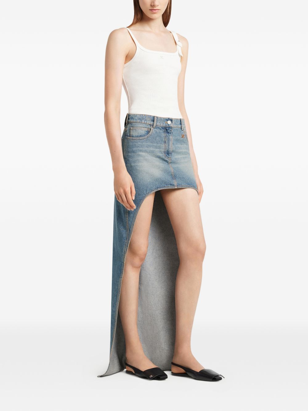 Courrã¨Ges Denim Cotton Skirt