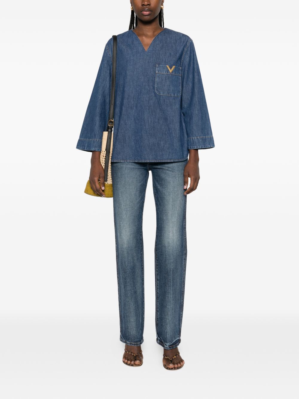 Valentino Women's Vlogo Signature Denim Blouse