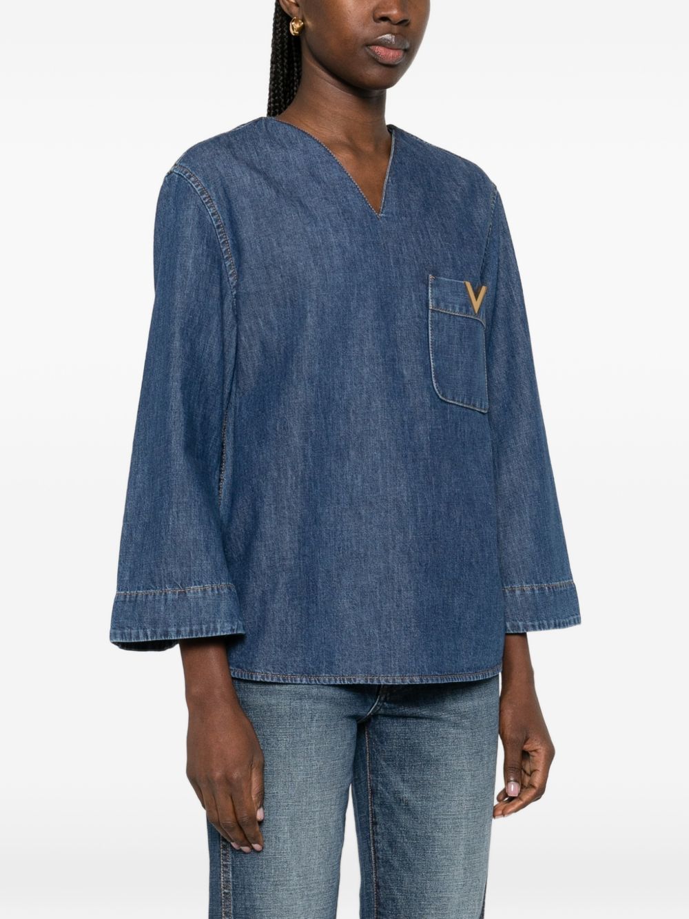 Valentino Women's Vlogo Signature Denim Blouse