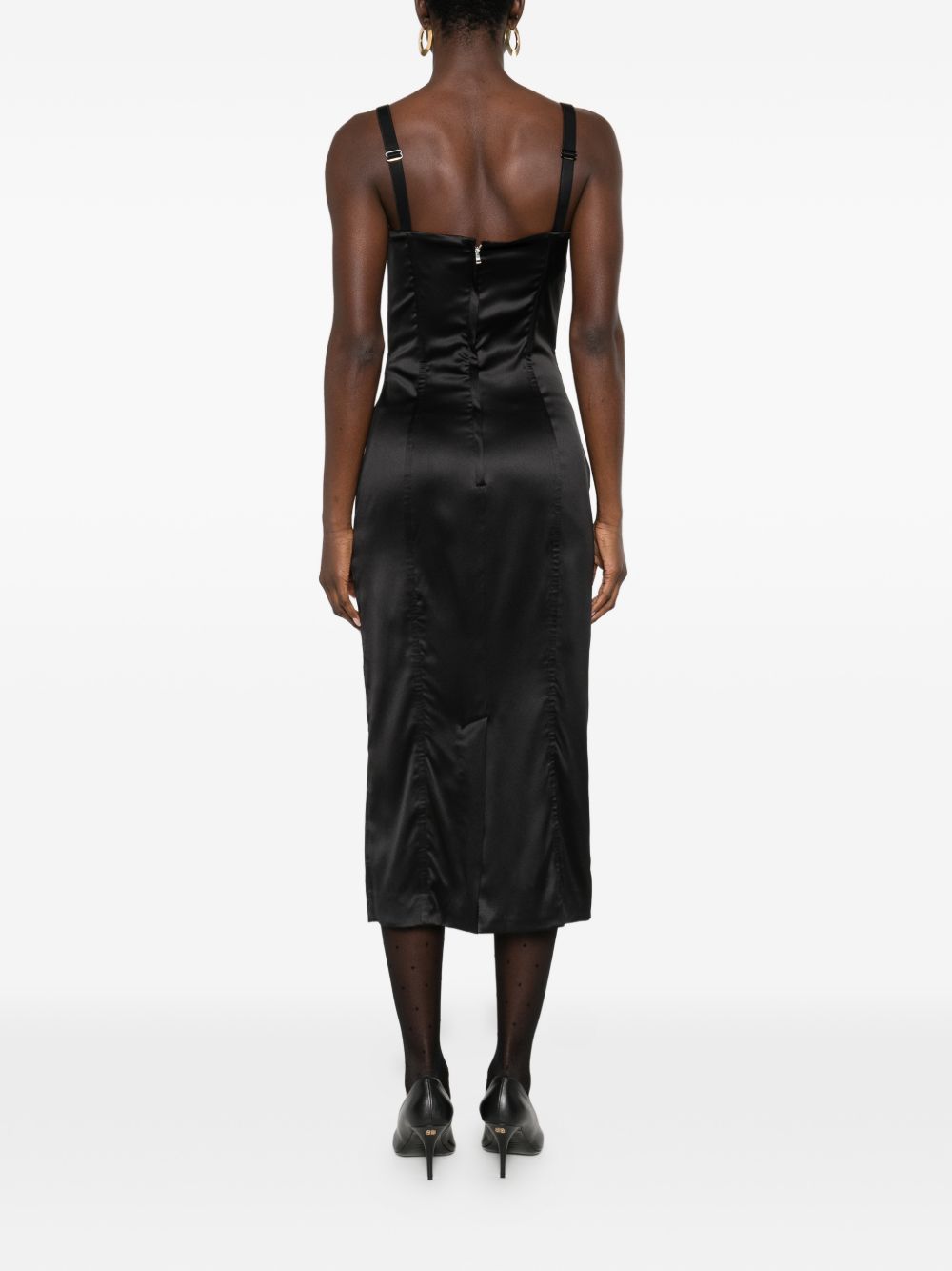 Dolce & Gabbana Women's-Black Satin Bustier Midi Dress