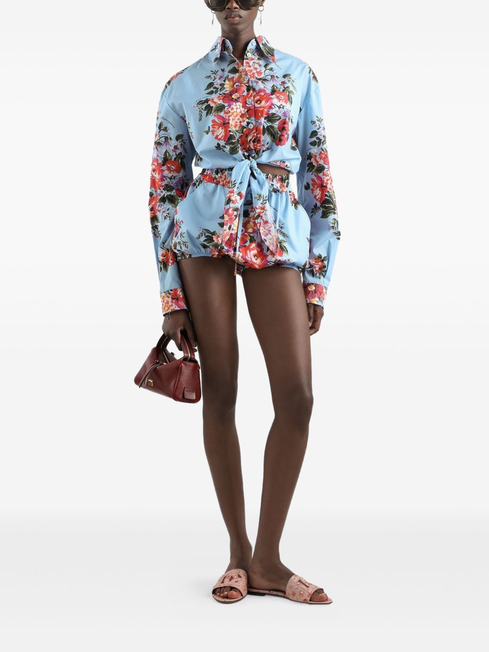 Dolce & Gabbana Women's-Floral Cropped Cotton Shirt