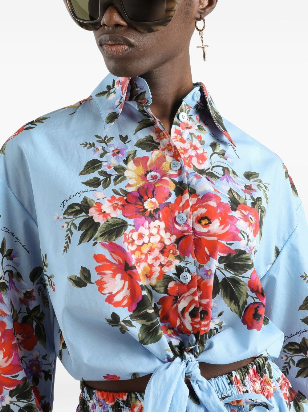 Dolce & Gabbana Women's-Floral Cropped Cotton Shirt