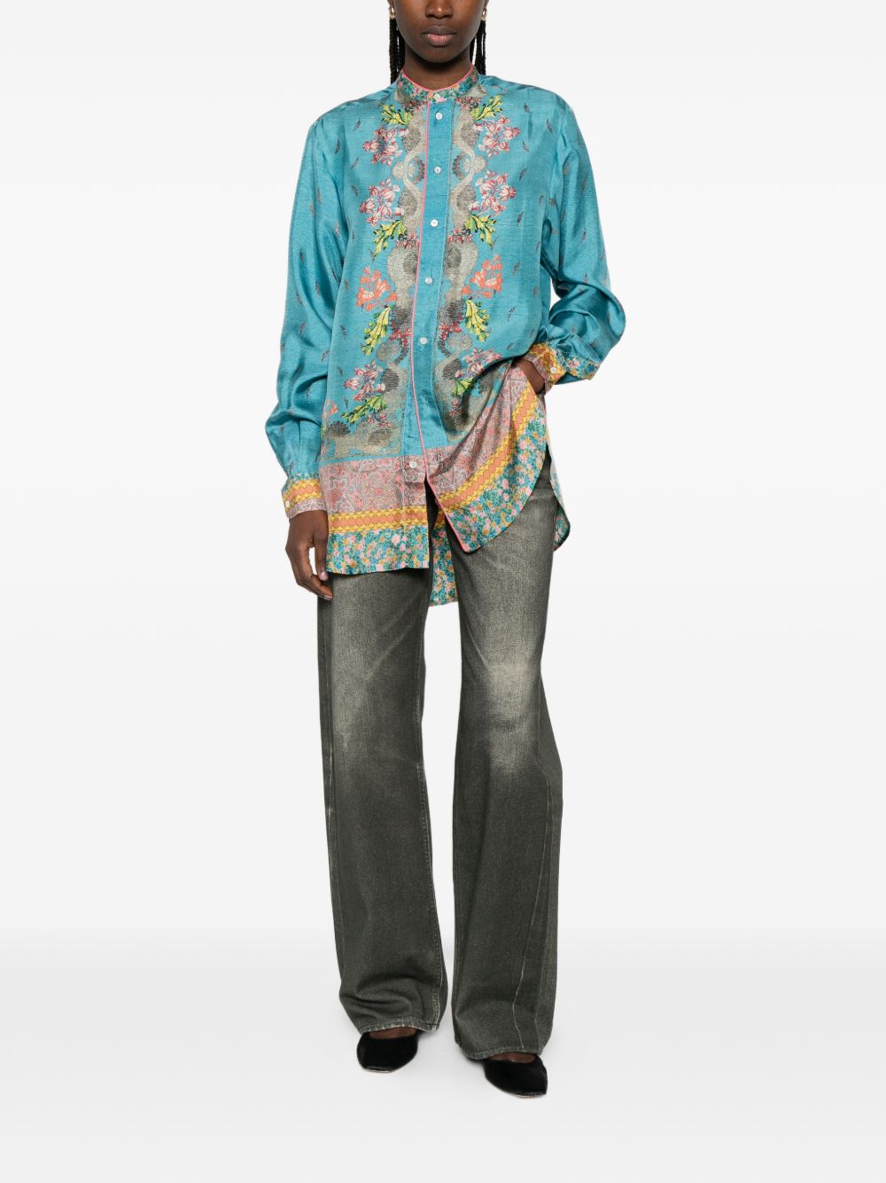 Pierre Louis Mascia Women's Printed Silk Shirt