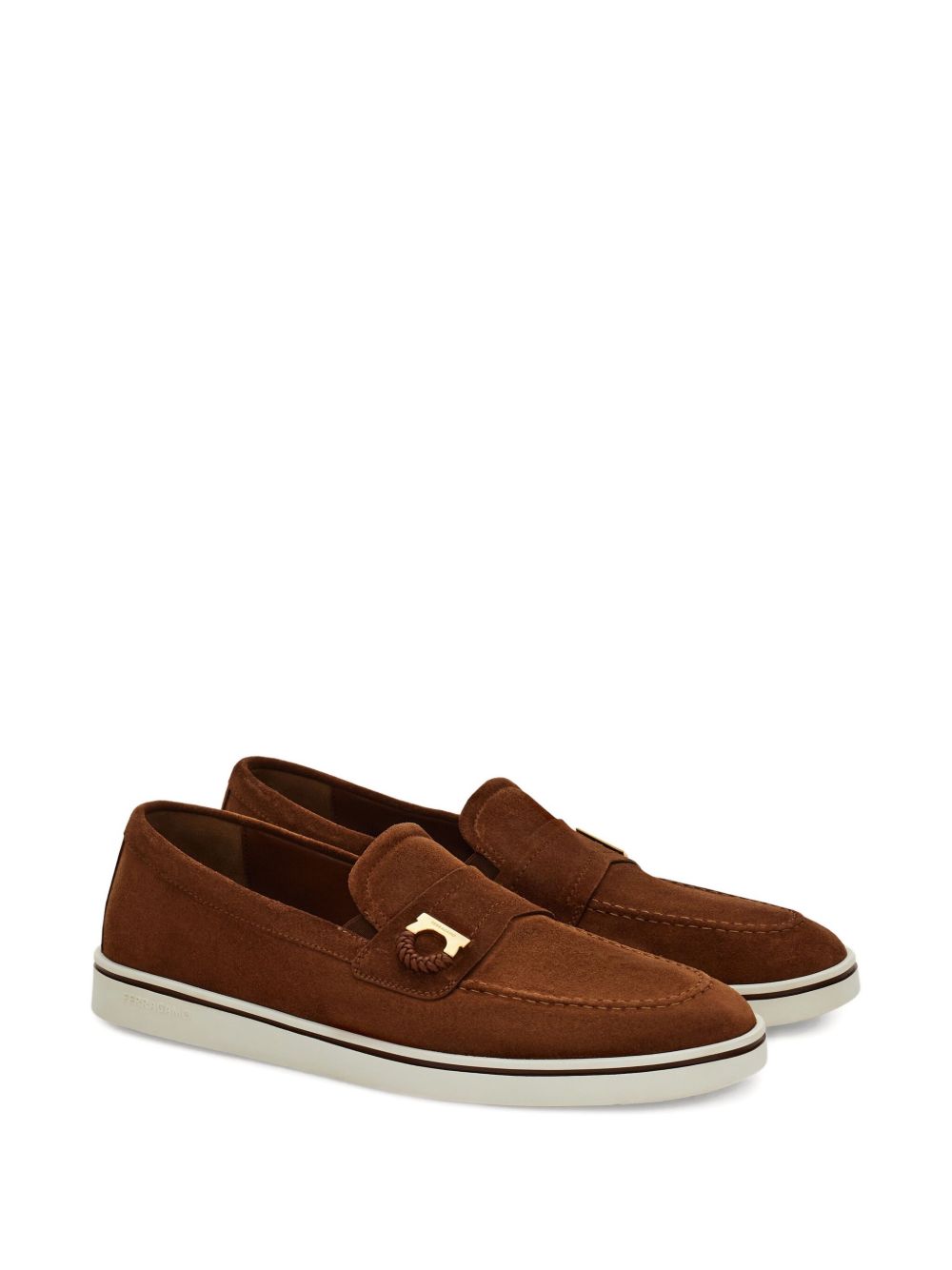 Ferragamo Men's Boat Shoe Loafer With Gancini Ornament