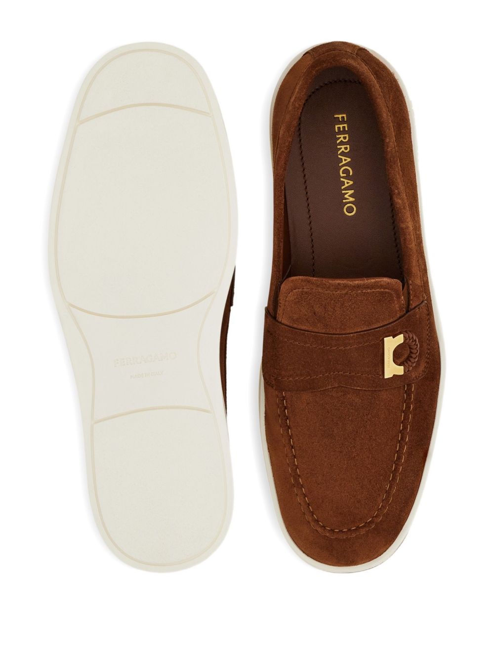 Ferragamo Men's Boat Shoe Loafer With Gancini Ornament