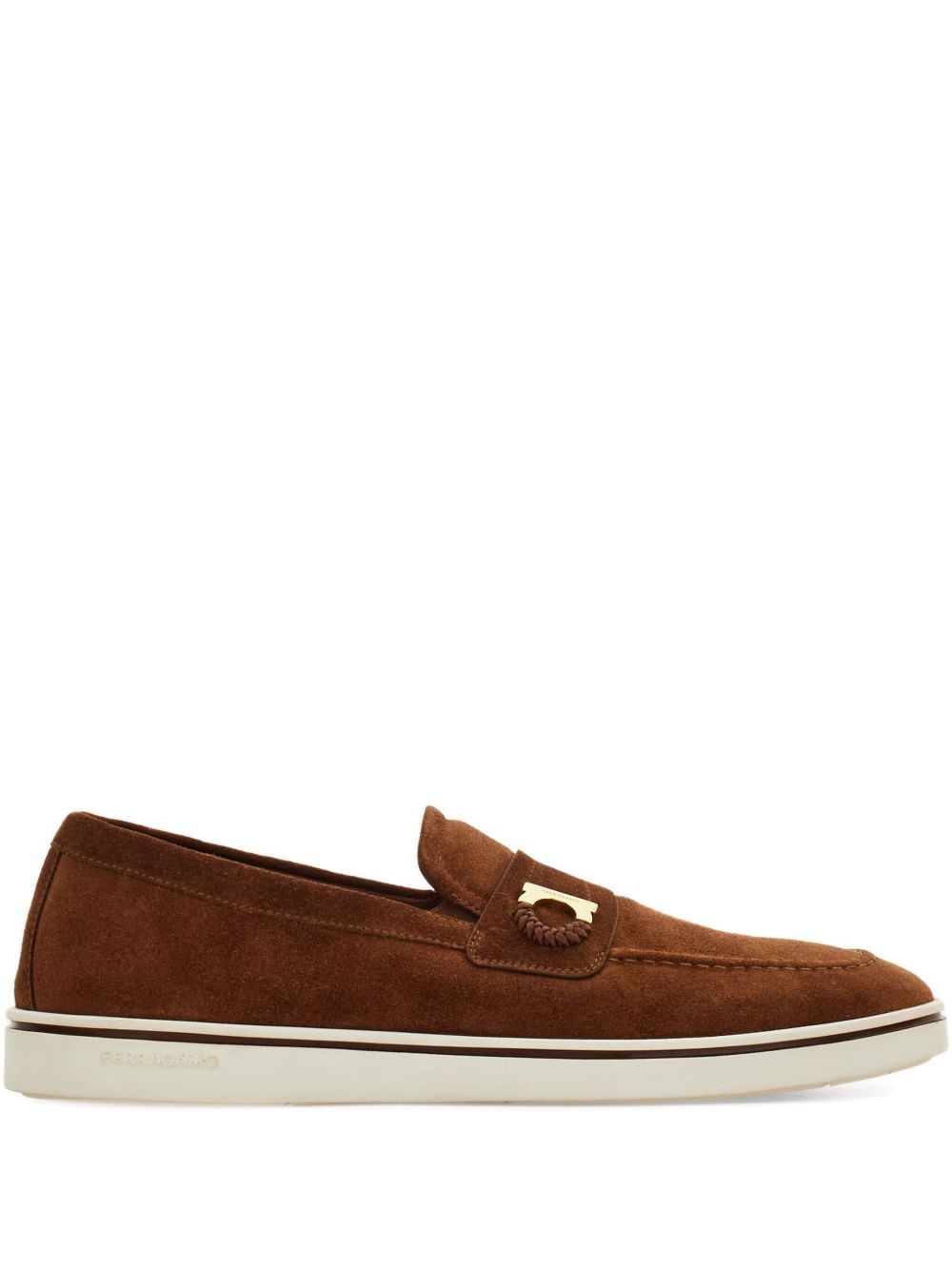 Ferragamo Men's Boat Shoe Loafer With Gancini Ornament