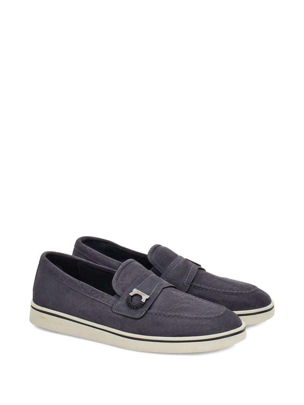 Ferragamo Men's Boat Shoe Loafer With Gancini Ornament