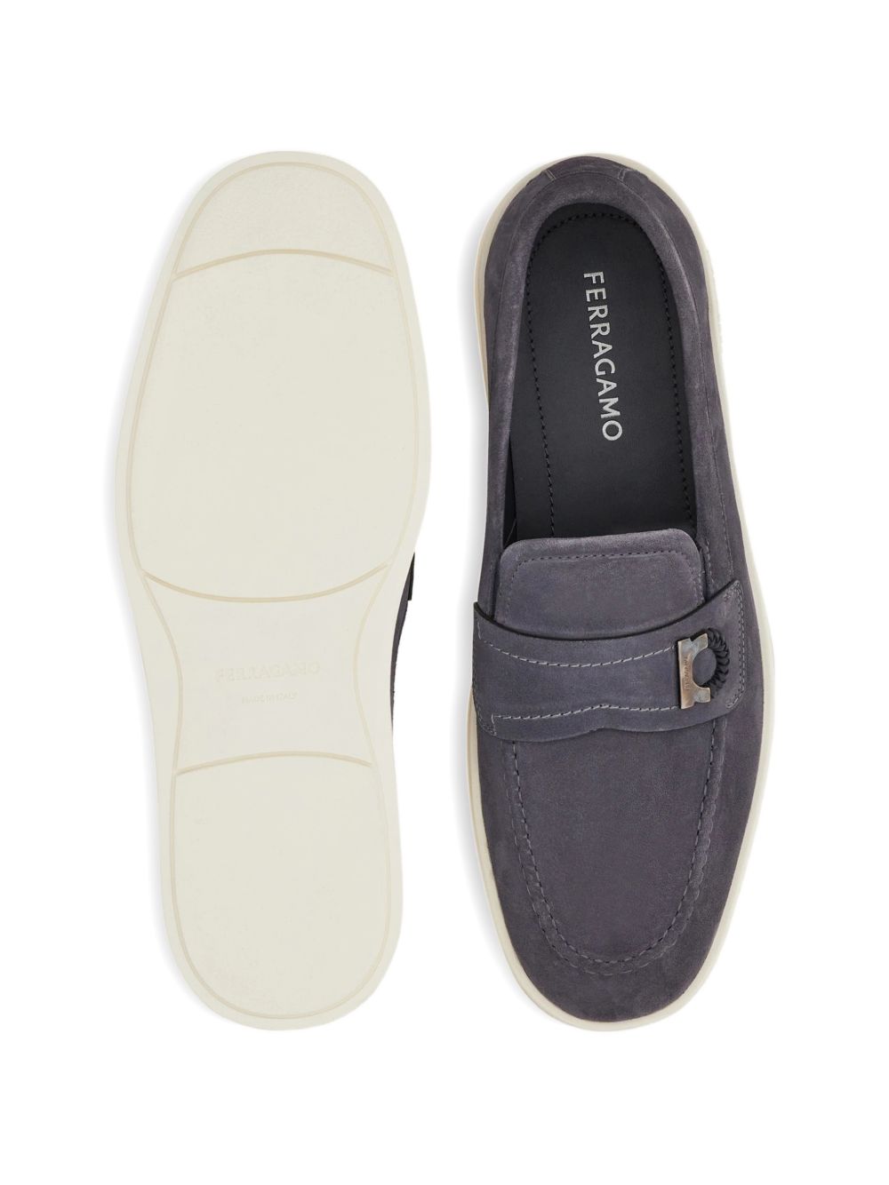 Ferragamo Men's Boat Shoe Loafer With Gancini Ornament