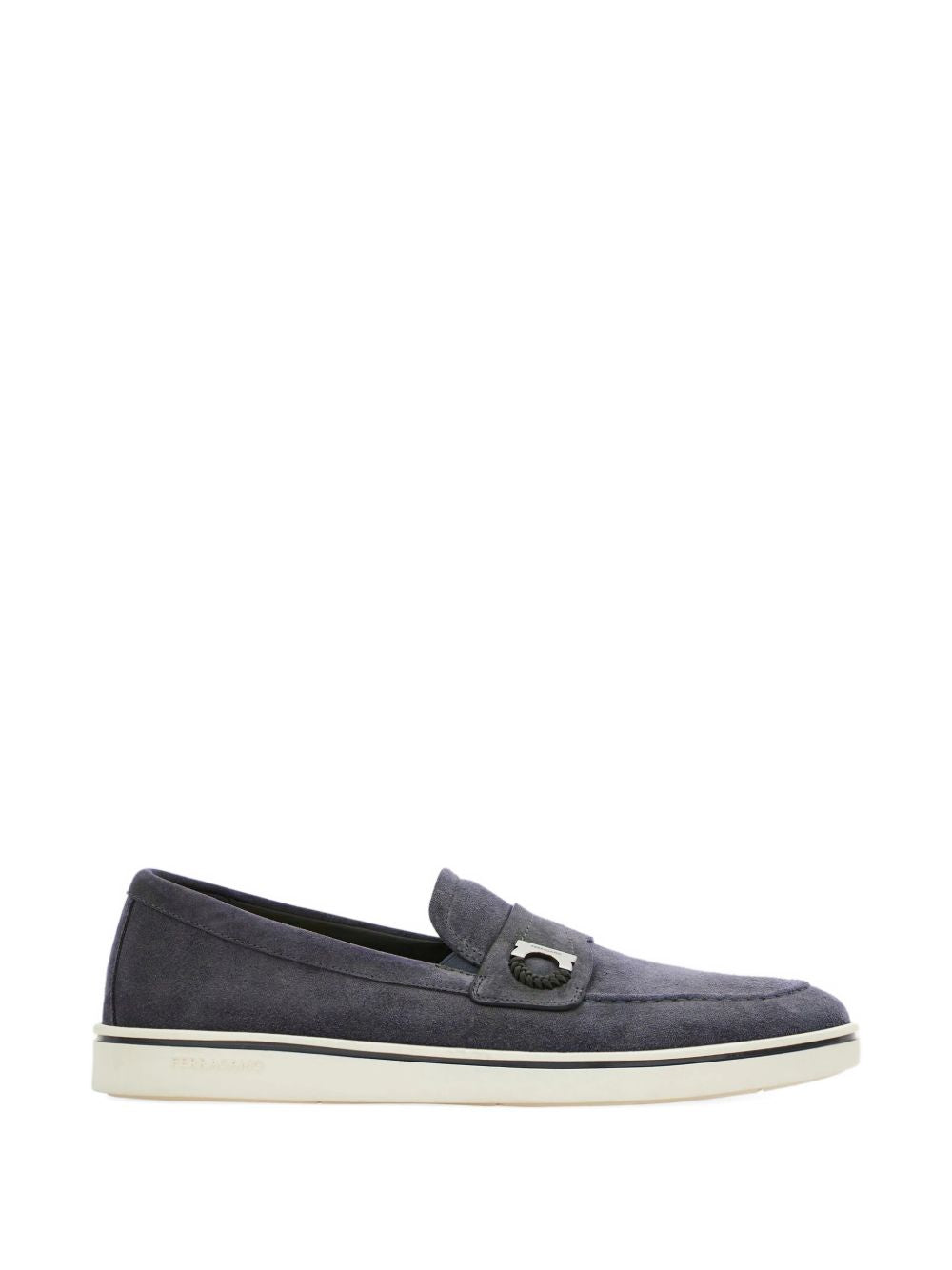 Ferragamo Men's Boat Shoe Loafer With Gancini Ornament