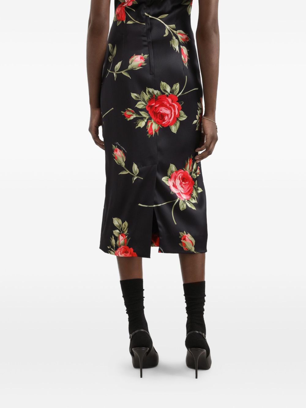 Dolce & Gabbana Women's Roses Bouquet Print Midi Dress