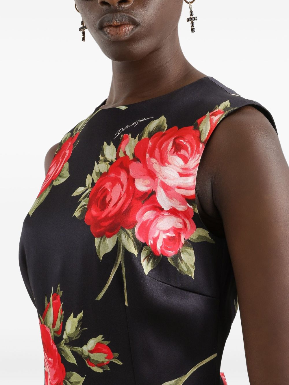 Dolce & Gabbana Women's Roses Bouquet Print Midi Dress