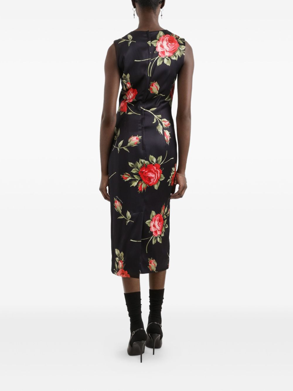 Dolce & Gabbana Women's Roses Bouquet Print Midi Dress
