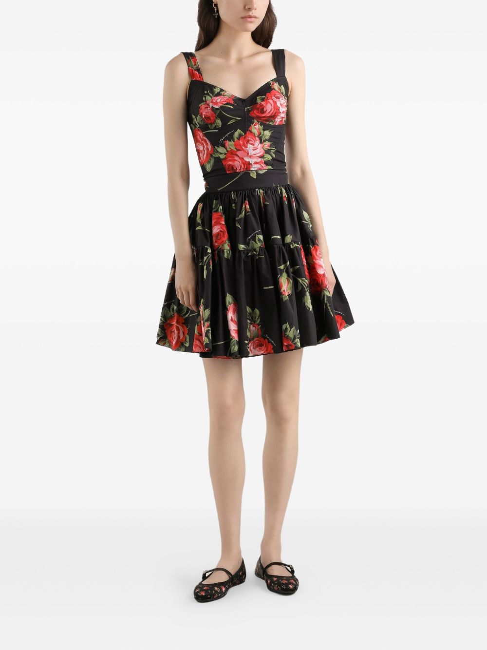 Dolce & Gabbana Women's Roses Bouquet Print Bustier Top