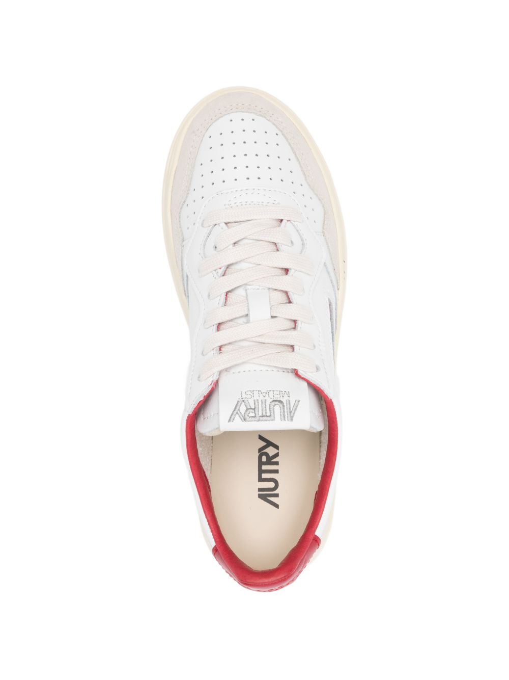 Autry Women's Medalist Low Sneakers In White And Red Leather With Lettering