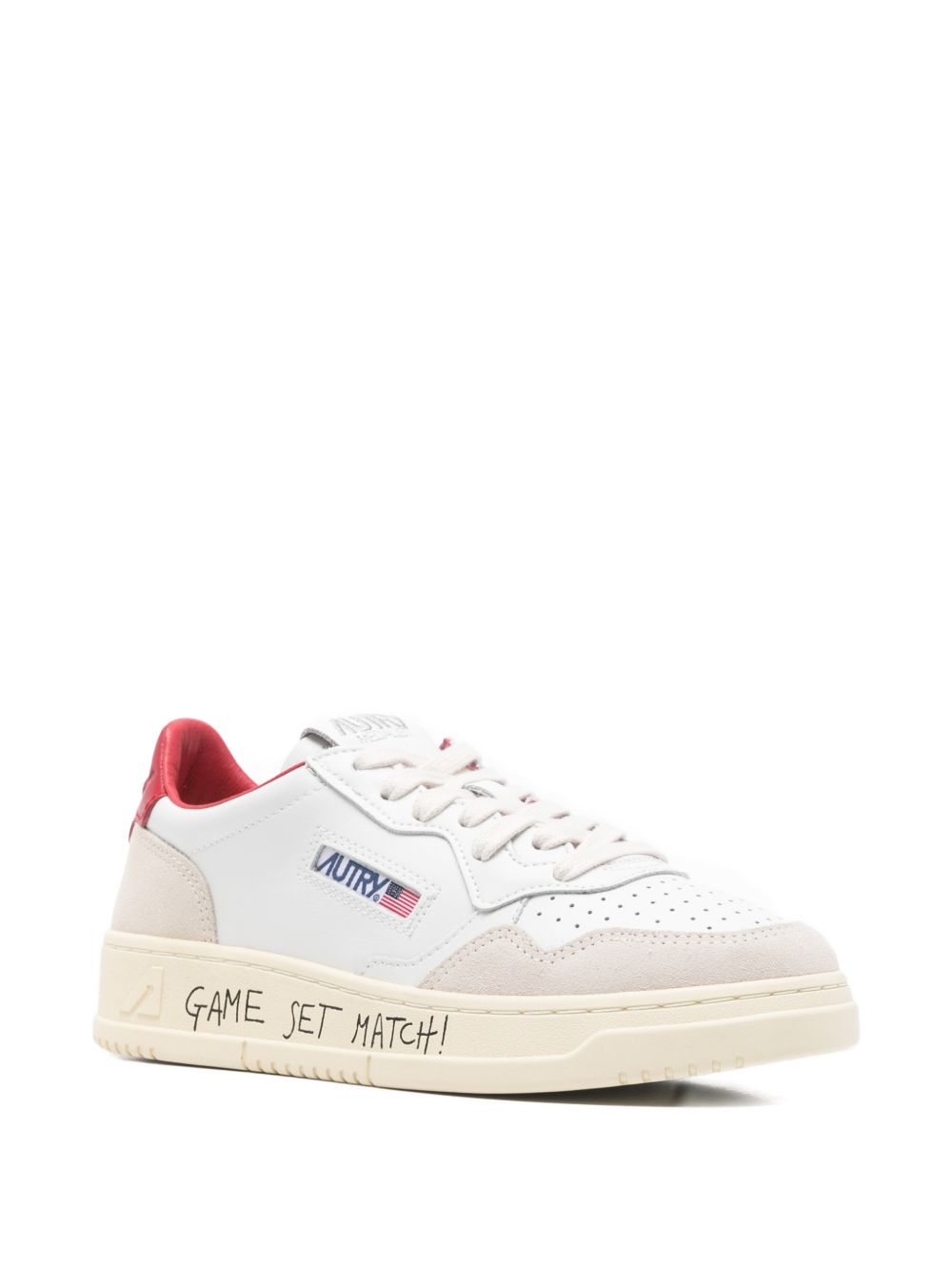 Autry Women's Medalist Low Sneakers In White And Red Leather With Lettering