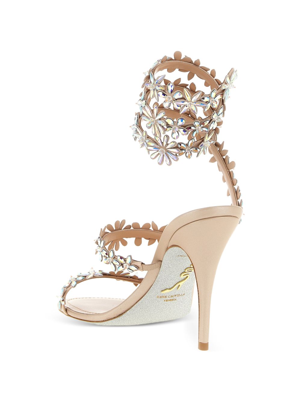 René Caovilla Women's Eva Floral Crystal Sandals