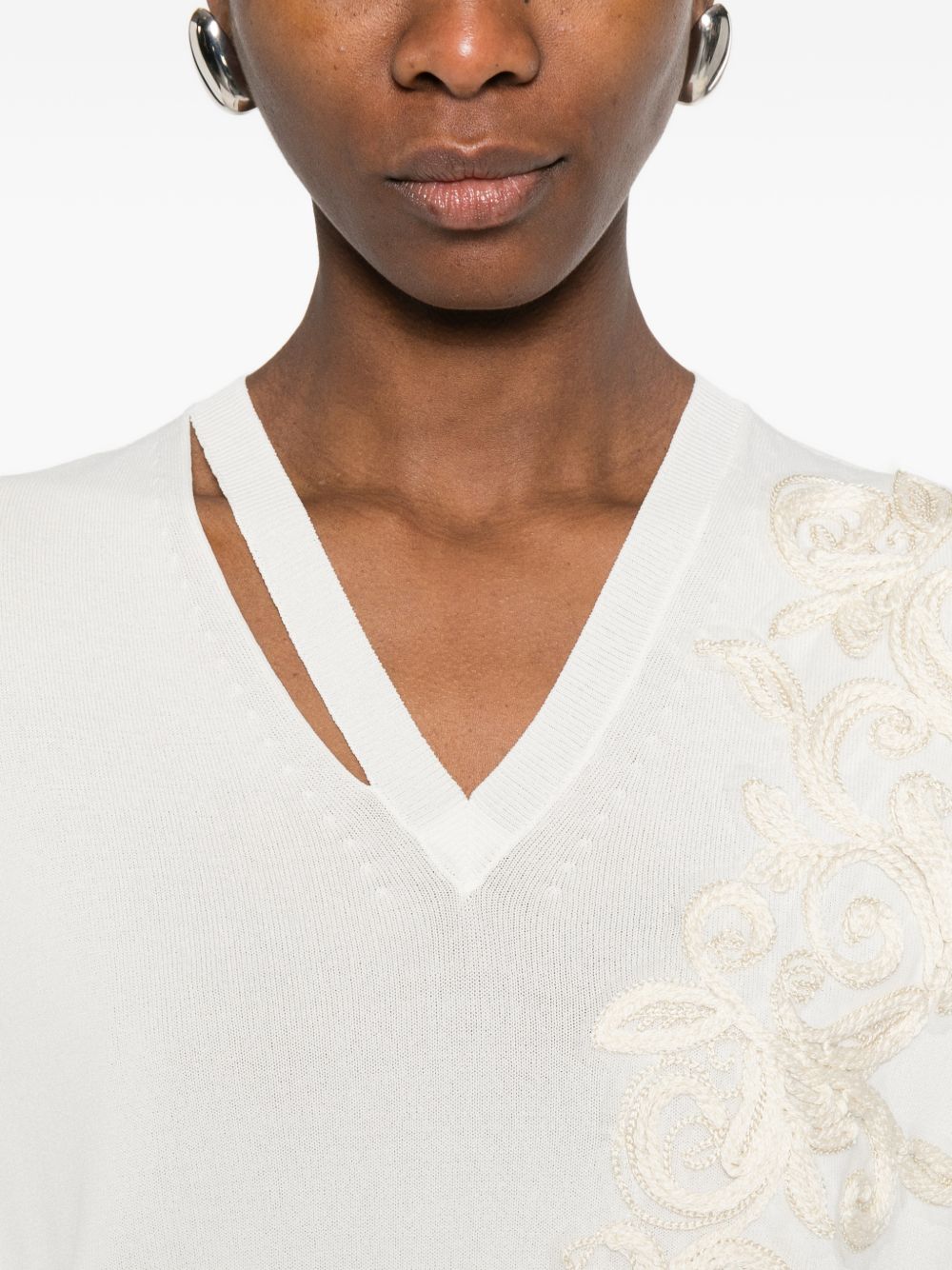 Ermanno Firenze Women's Embroidered Cotton Sweater