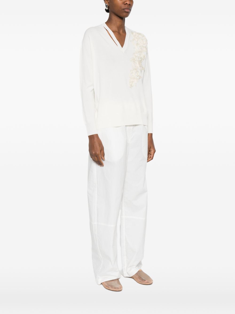 Ermanno Firenze Women's Embroidered Cotton Sweater