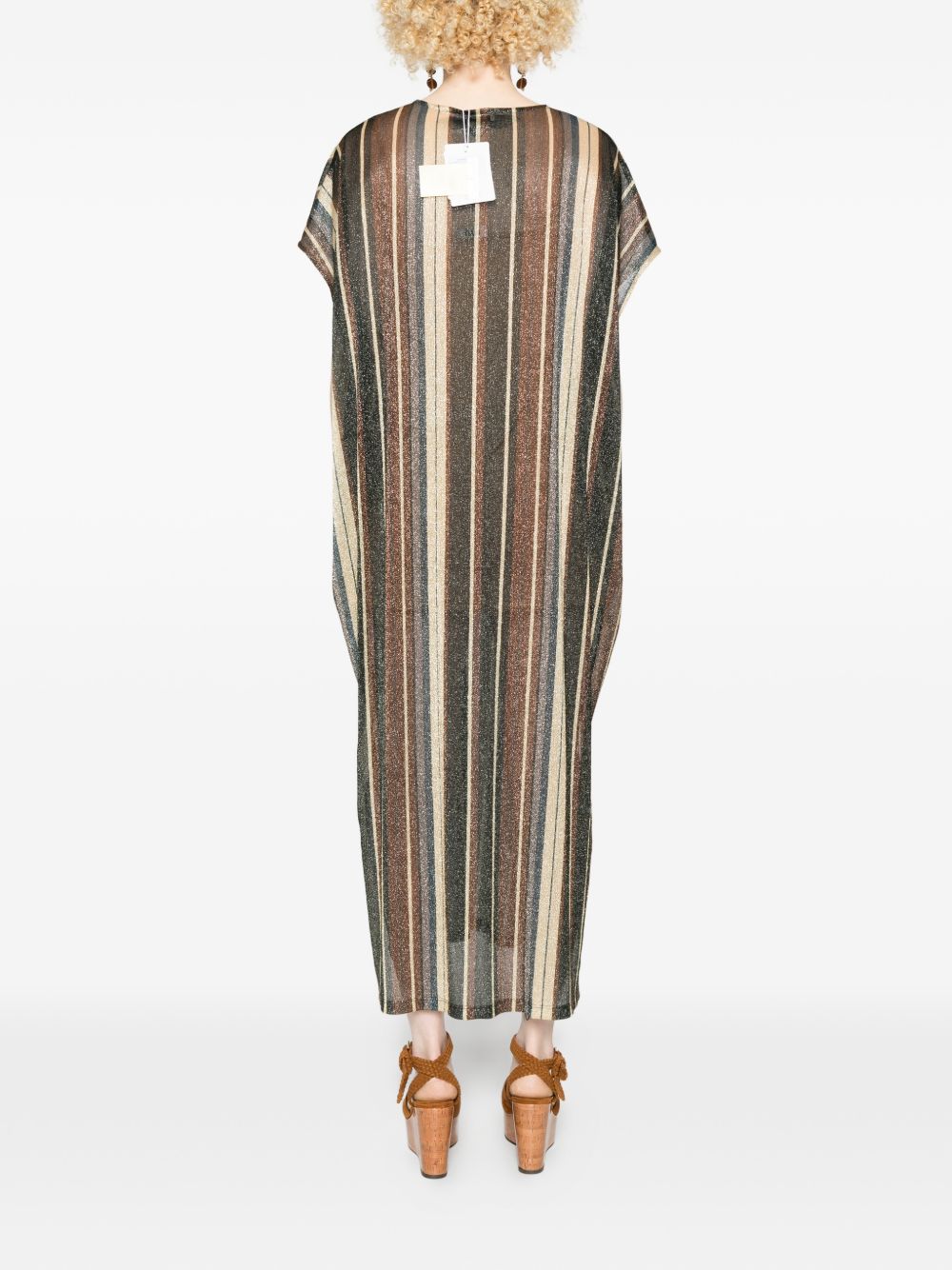 Siyu Women's V-Neck Side Slit Zoe Striped Kaftan Dress