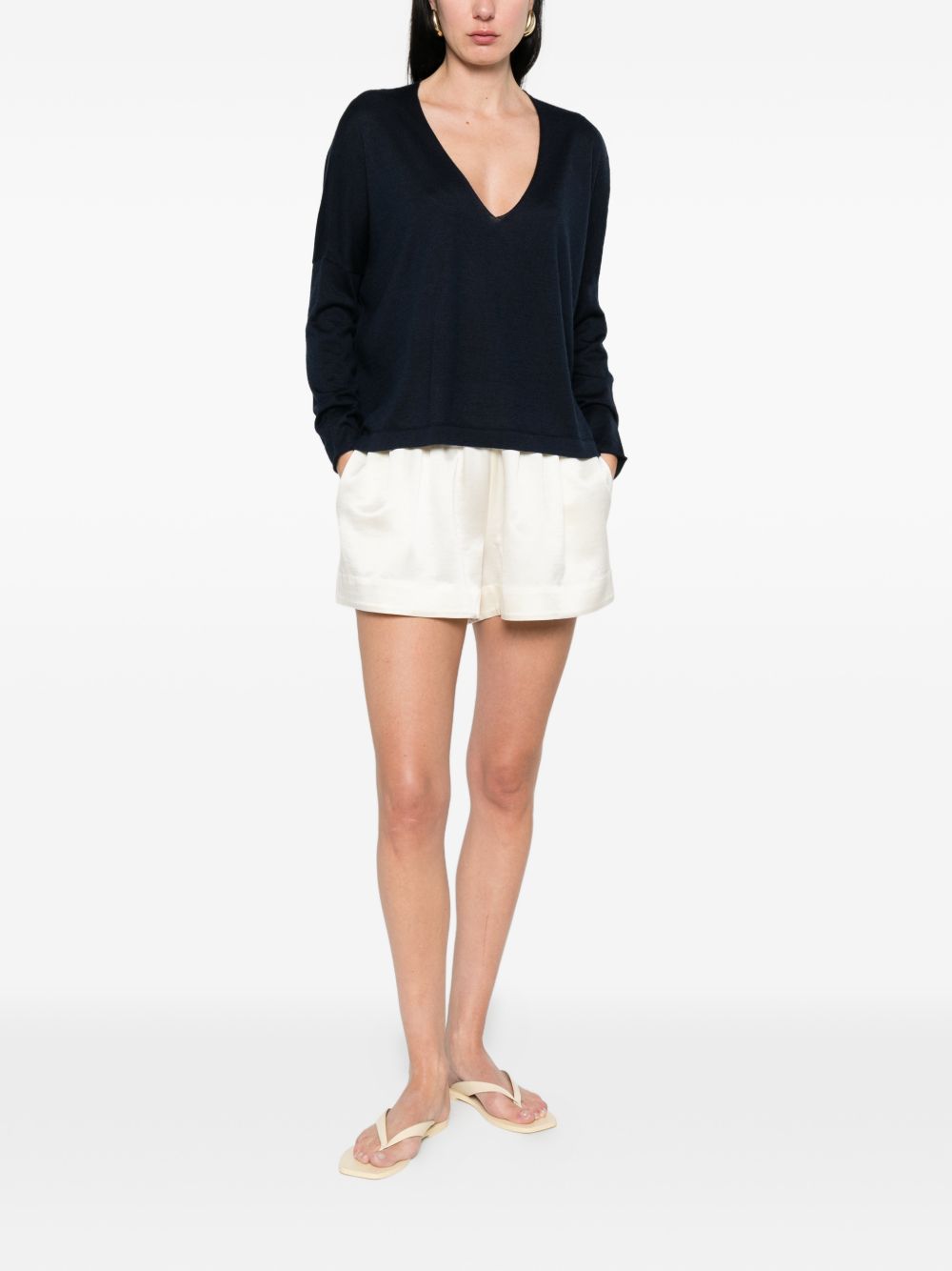 Beyou Women's Cashmere And Silk V-Necked Sweater
